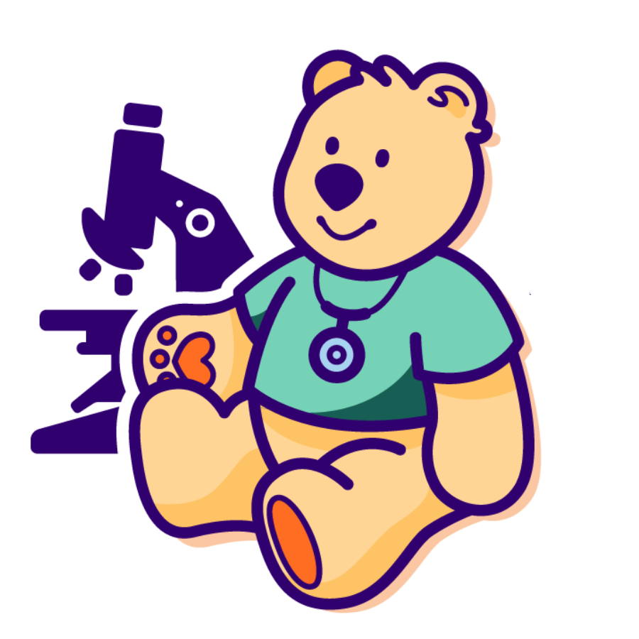 Childrens Hospital Research Institute of Manitoba Teddy Bear and Microscope graphic